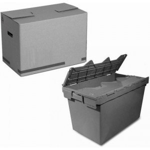 Karton oder Kunststoff-Box für Einlagerung mieten